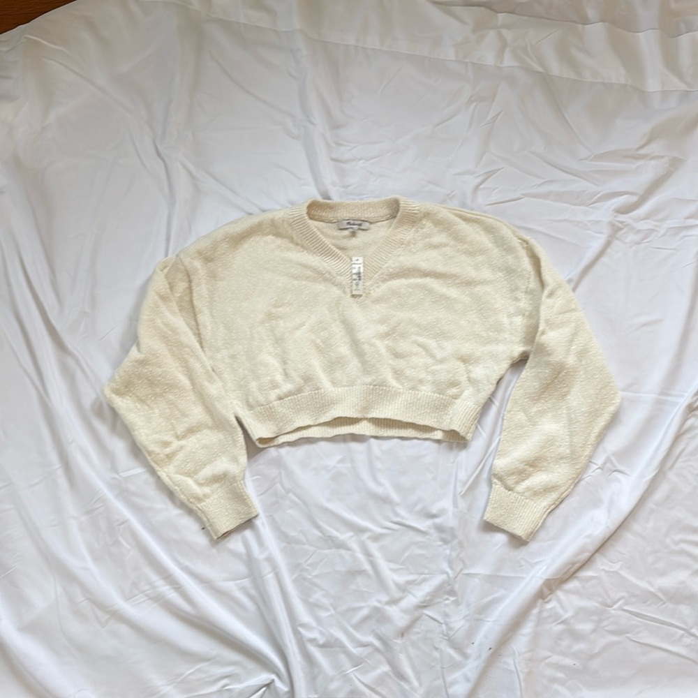 NWT cropped MADEWELL v neck sweater size L
